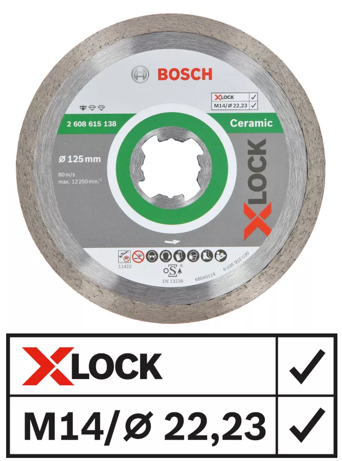 Disque à tronçonner XLock 125mm diamanté Standard for ceramic Bosch